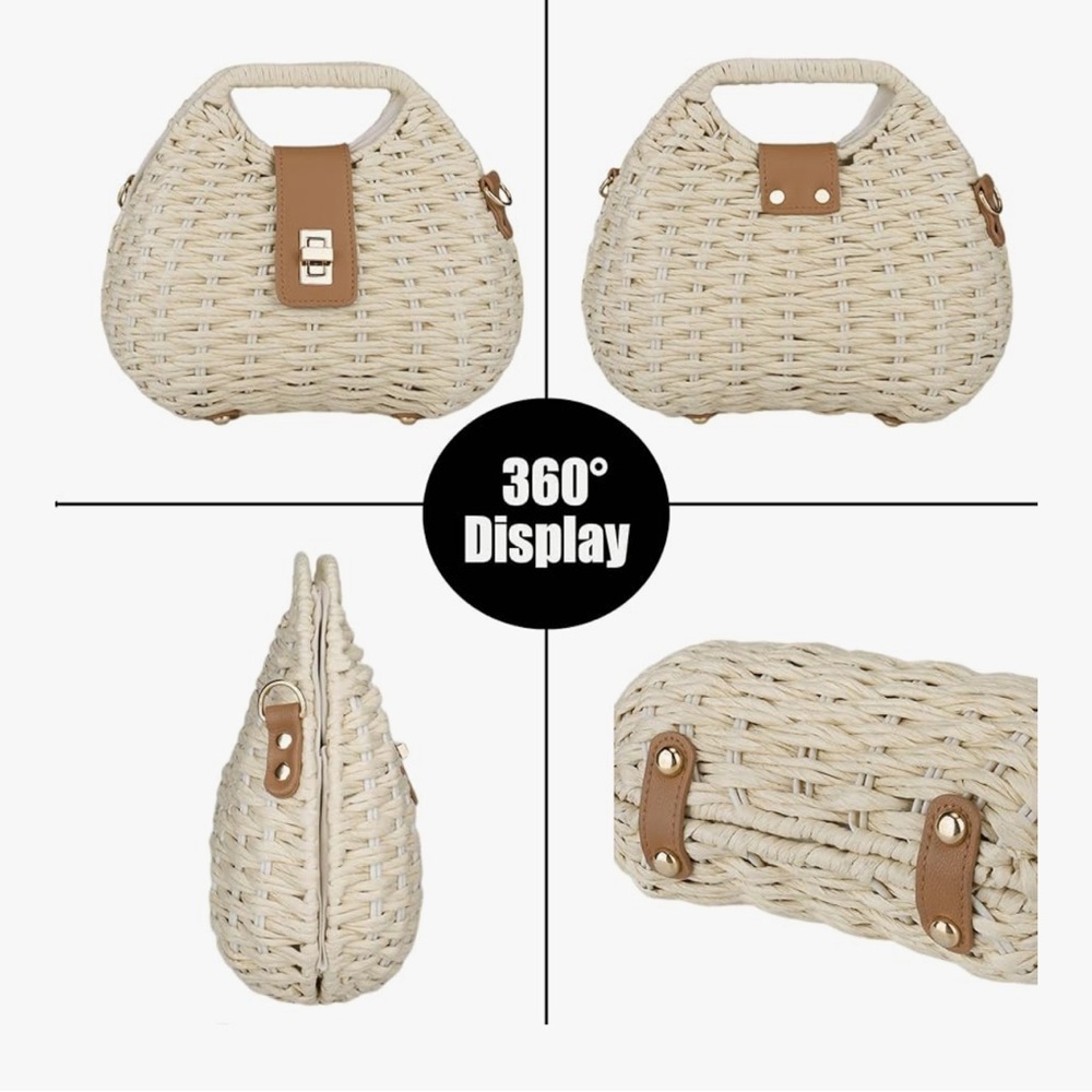 🆕 Straw Clutch Purses for Women Rattan Woven Beach Handbag - Picture 2 of 8